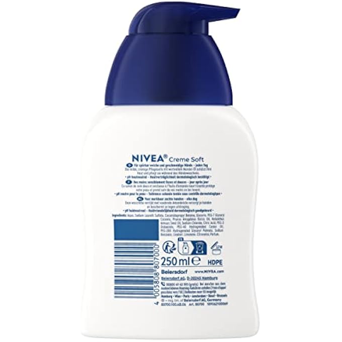 Nivea CREME SOFT CARE SOAP (250 ML), MILD AND CREAMY LIQUID SOAP WITH ALMOND OIL, PROTECTIVE AND PH SKIN-NEUTRAL SOAP FOR NOTICEABLY SOFT AND SMOOTH HANDS - Image 3
